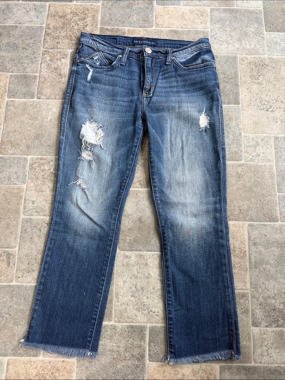 Rock & Republic Distressed Cropped Ankle Jeans